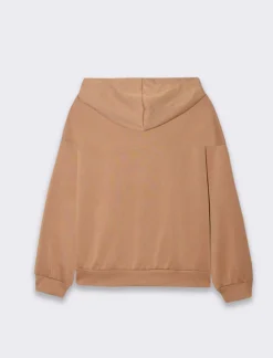 Donna Piazza Italia Felpe<Felpa con zip e cappuccio con coulizze tasca marsupio - Cammello