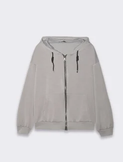 Donna Piazza Italia Felpe<Felpa con zip e cappuccio con coulizze tasca marsupio -