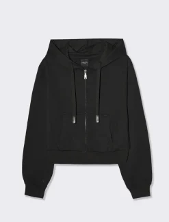 Piazza Italia Felpa crop con cappuccio e chiusura a cerniera - Nero Sale