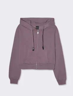 Donna Piazza Italia Donna|Felpe<Felpa crop con cappuccio e chiusura a cerniera - malva