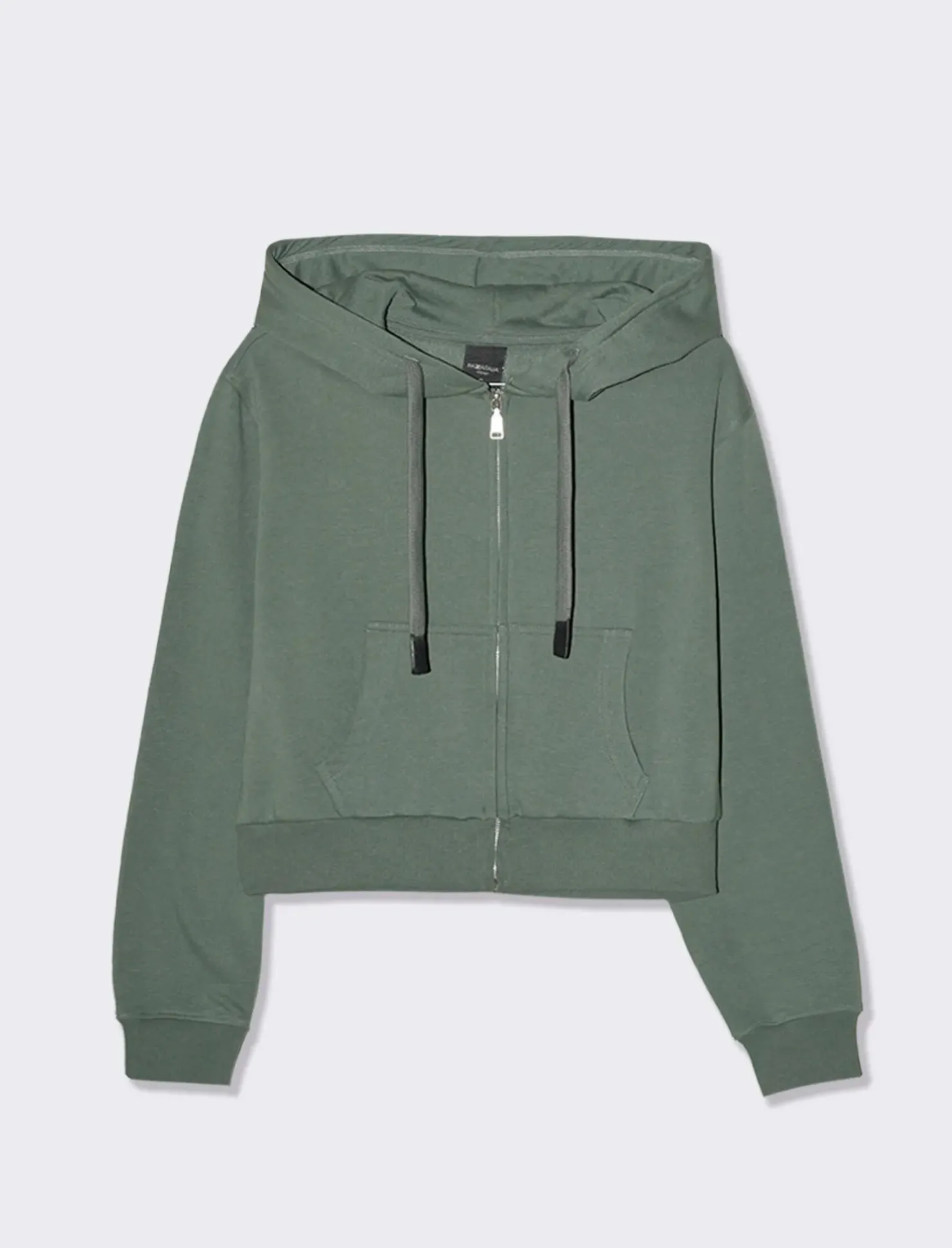 Piazza Italia Felpa crop con cappuccio e chiusura a cerniera - foresta Verde Outlet