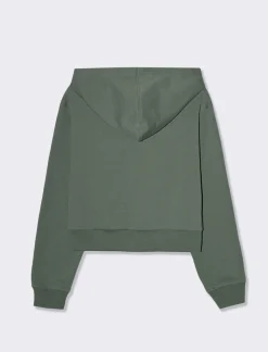 Donna Piazza Italia Donna|Felpe<Felpa crop con cappuccio e chiusura a cerniera - foresta