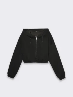 Donna Piazza Italia Felpe<Felpa cropped da donna con cappuccio e coulisse con chiusura con zip -
