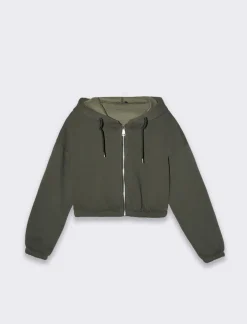 Donna Piazza Italia Felpe<Felpa cropped da donna con cappuccio e coulisse con chiusura con zip -