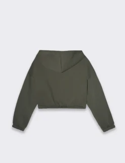 Donna Piazza Italia Felpe<Felpa cropped da donna con cappuccio e coulisse con chiusura con zip -