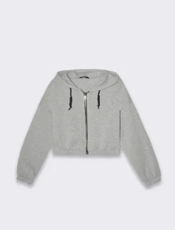 Donna Piazza Italia Felpe<Felpa cropped da donna con cappuccio e coulisse con chiusura con zip -