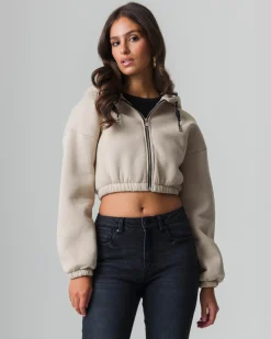 Donna Piazza Italia Felpe<Felpa cropped da donna con cappuccio e coulisse con chiusura con zip -