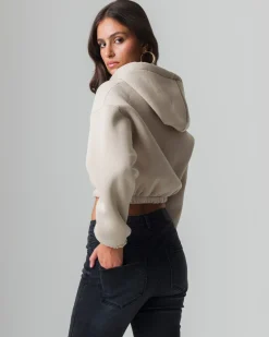 Donna Piazza Italia Felpe<Felpa cropped da donna con cappuccio e coulisse con chiusura con zip -