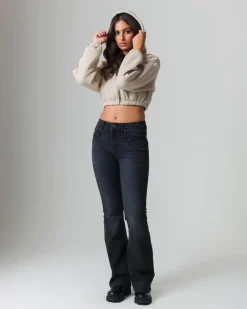 Donna Piazza Italia Felpe<Felpa cropped da donna con cappuccio e coulisse con chiusura con zip -