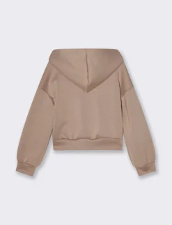 Piazza Italia Bambina|Felpe<Felpa da bambina in cotone bioelastico con fiore cucito sul davanti - biscotto