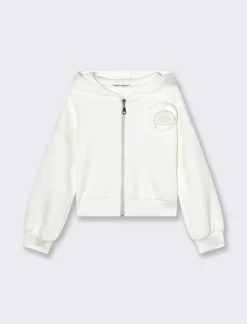 Piazza Italia Bambina|Felpe<Felpa da bambina in cotone bioelastico con fiore cucito sul davanti - sporco