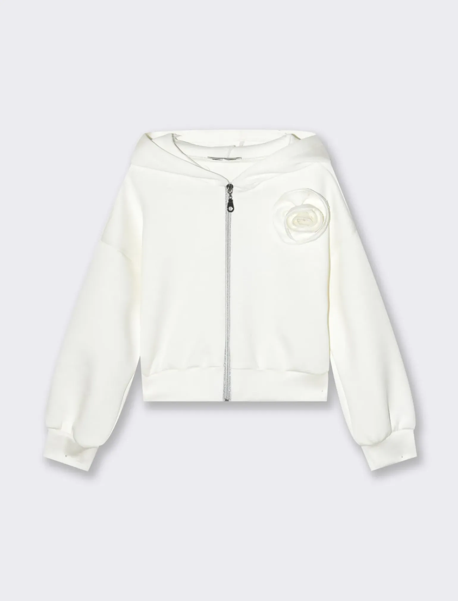 Piazza Italia Bambina|Felpe<Felpa da bambina in cotone bioelastico con fiore cucito sul davanti - sporco