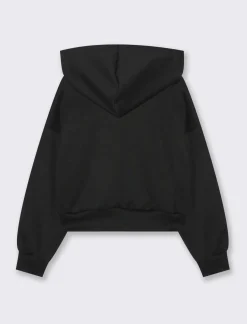 Piazza Italia Bambina|Felpe<Felpa da bambina in cotone bioelastico con fiore cucito sul davanti - Nero