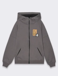 Bambino Piazza Italia Bambino|Felpe<Felpa da bambino garzata, con cappuccio e tasca a marsupio sul davanti - Grigio antracite