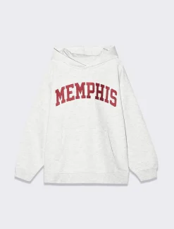 Bambino Piazza Italia Bambino|Felpe<Felpa garzata con cappuccio e ricamo frontale over fit - mel.