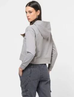 Donna Piazza Italia Felpe<Felpa garzata con cappuccio foderato e stampa - perla