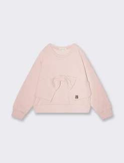 Piazza Italia Bambina|Felpe<Felpa garzata da bambina con maxi fiocco decorativo sul davanti -