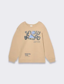 Bambino Piazza Italia Bambino|Felpe<Felpa garzata da bambino modello girocollo e stampa frontale -