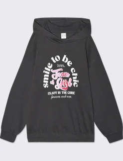 Piazza Italia Bambina|Felpe<Felpa garzata in policotone con stampa frontale lucida ed elastico al fondo. -