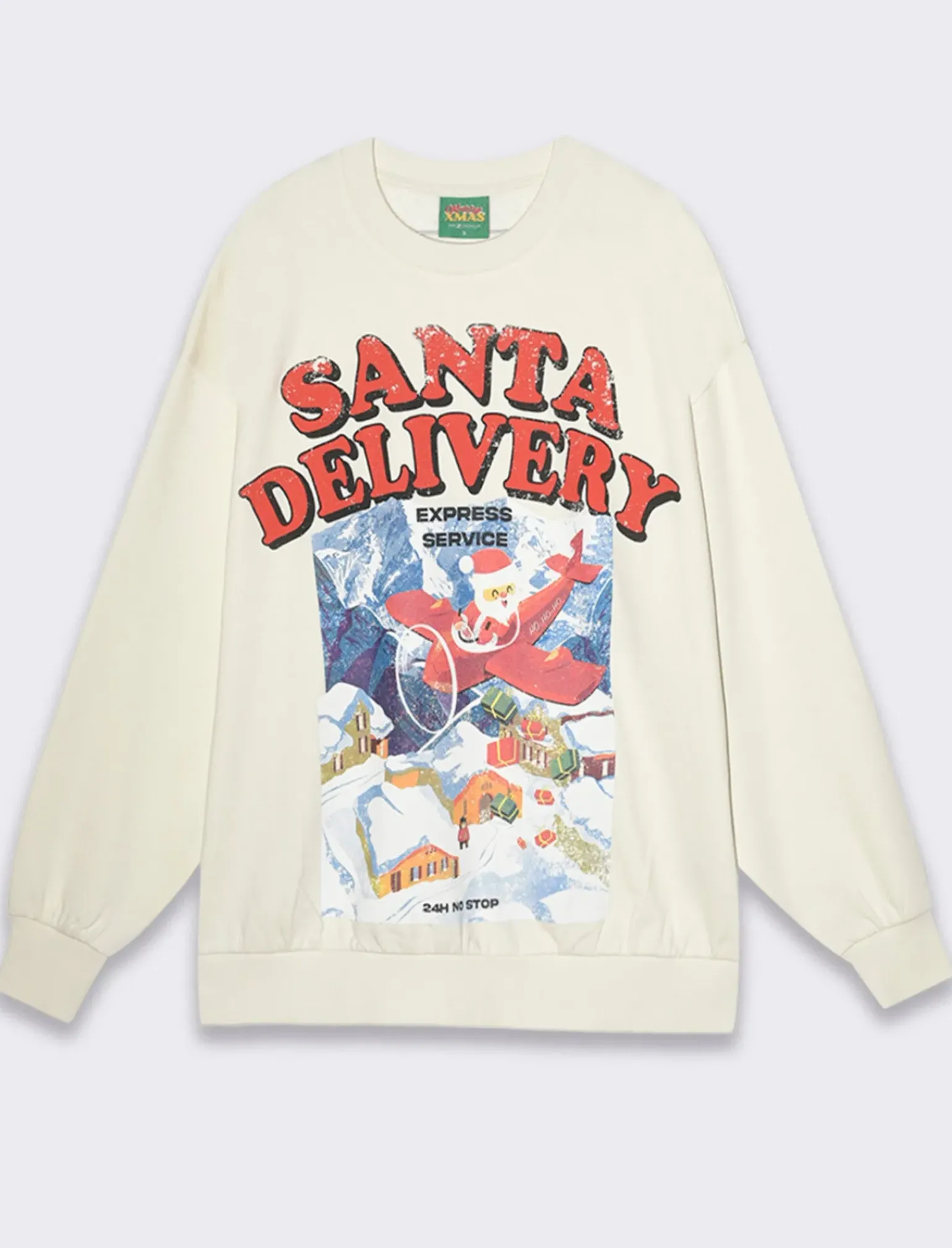 Donna Piazza Italia Felpe<Felpa giro collo manica lunga e spalle cadenti con stampa natalizia - Var 4