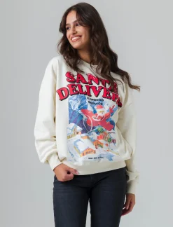 Donna Piazza Italia Felpe<Felpa giro collo manica lunga e spalle cadenti con stampa natalizia - Var 4