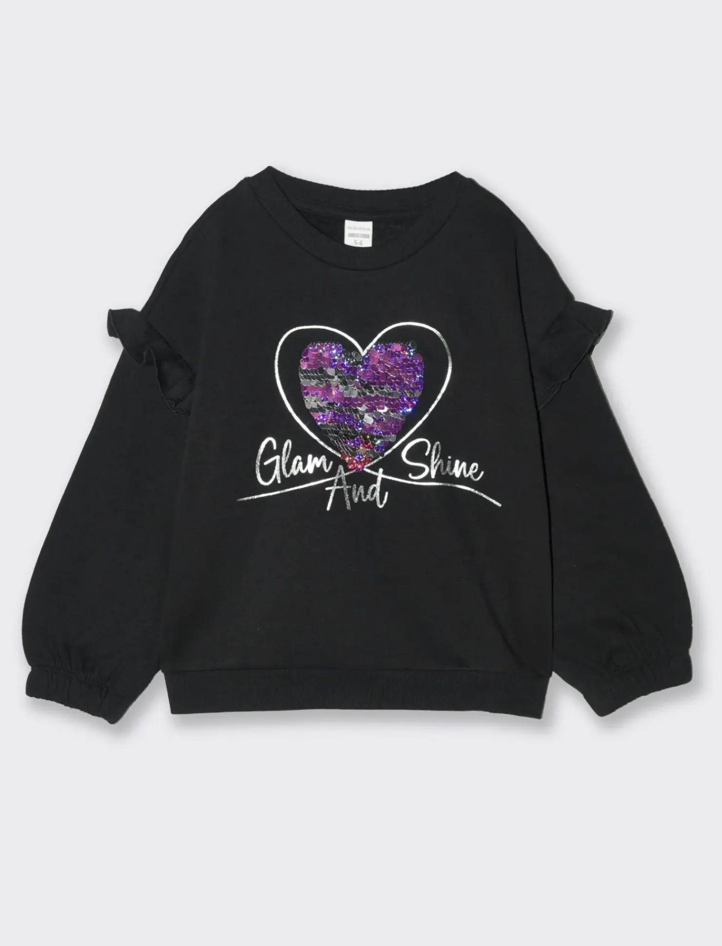 Piazza Italia Felpa girocollo con stampa e paillettes - Nero Hot