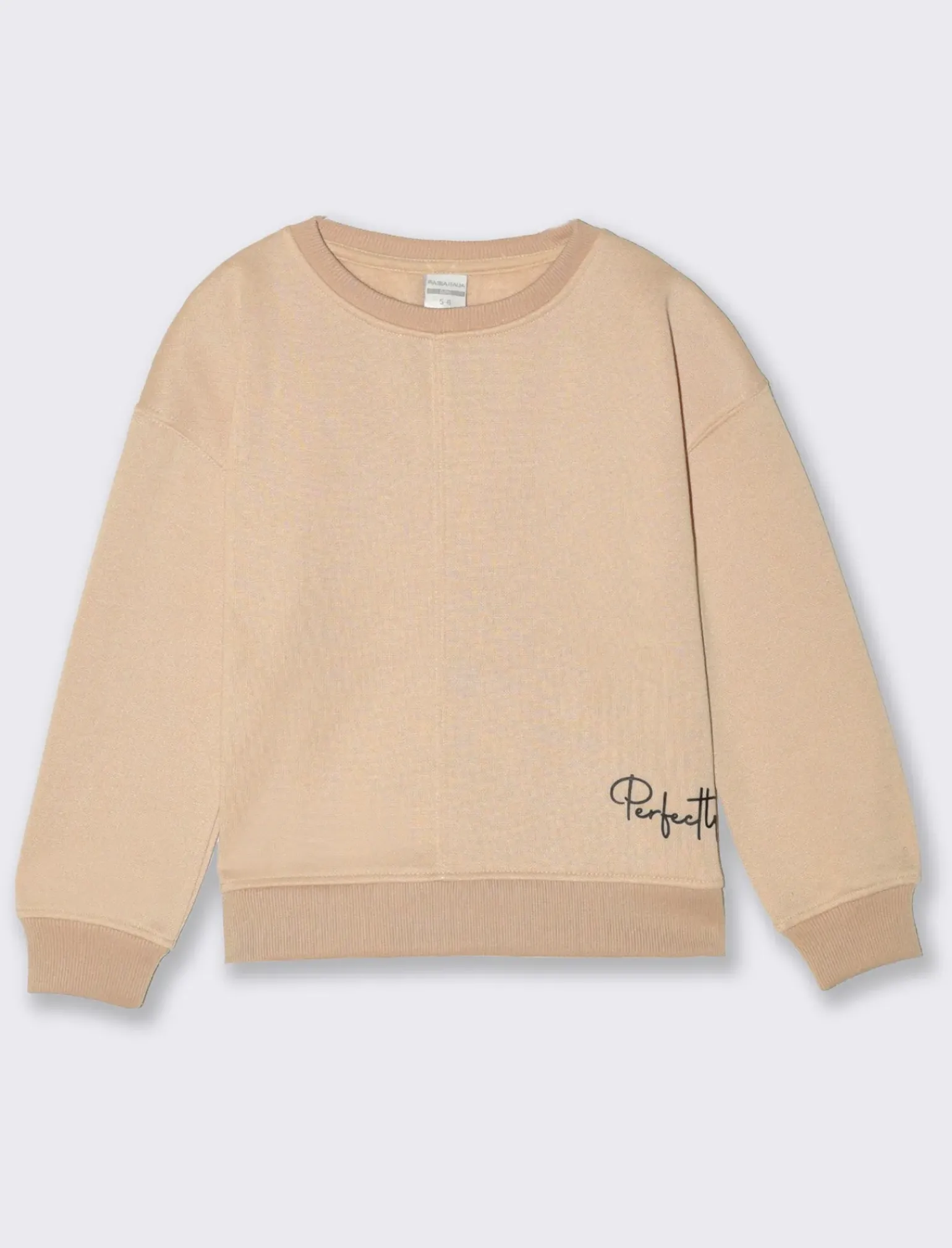 Piazza Italia Bambina|Felpe<Felpa girocollo da bambina in mobido cotone - Beige