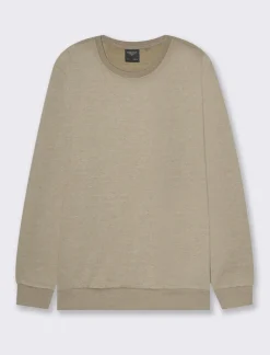 Uomo Piazza Italia Felpe<Felpa girocollo in misto cotone garzato melange - kaki