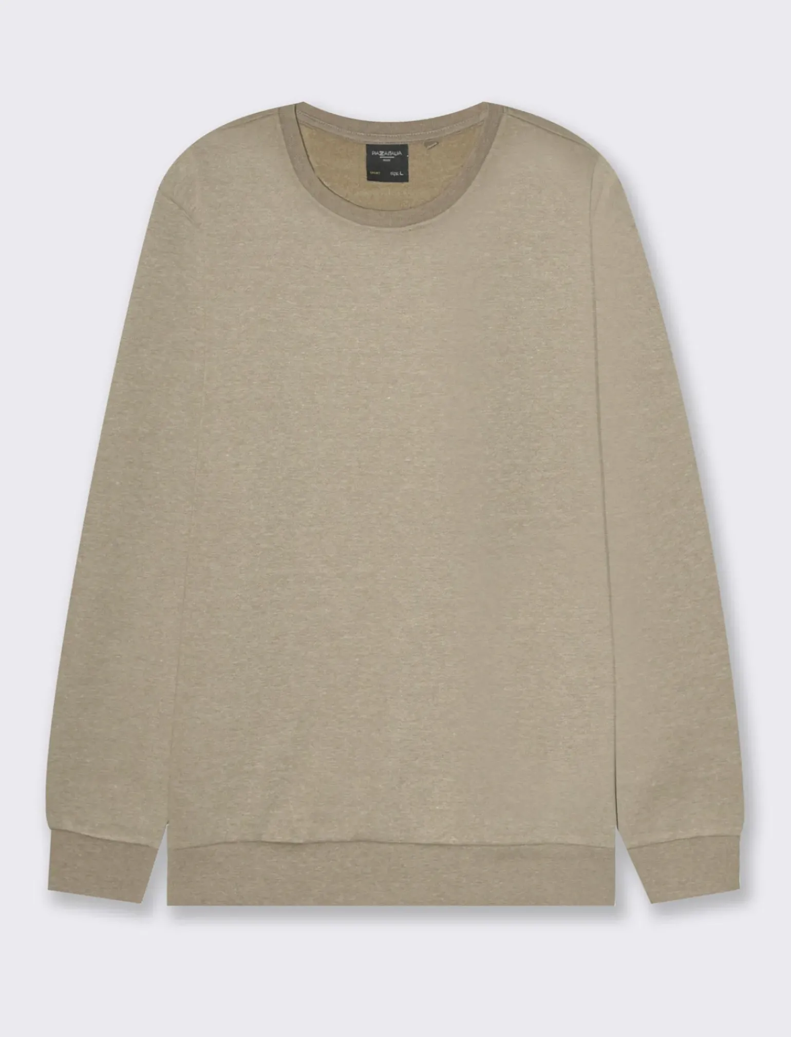 Uomo Piazza Italia Felpe<Felpa girocollo in misto cotone garzato melange - kaki