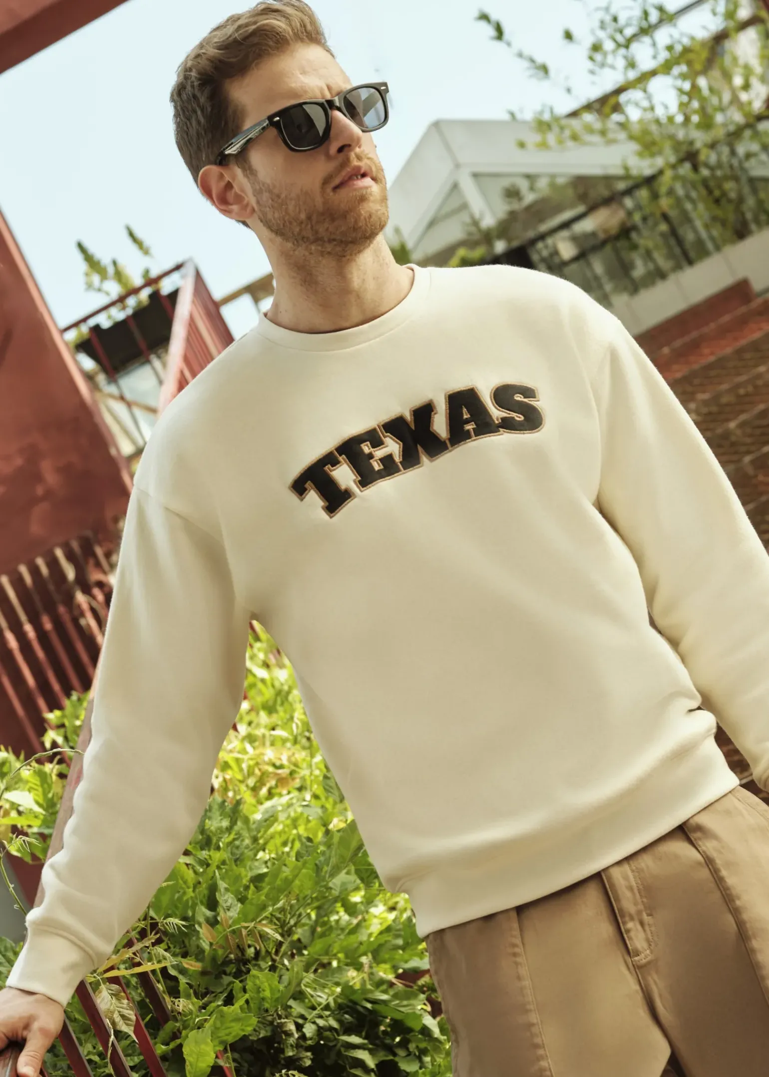 Uomo Piazza Italia Felpe<Felpa girocollo in misto cotone garzato regular fit - latte