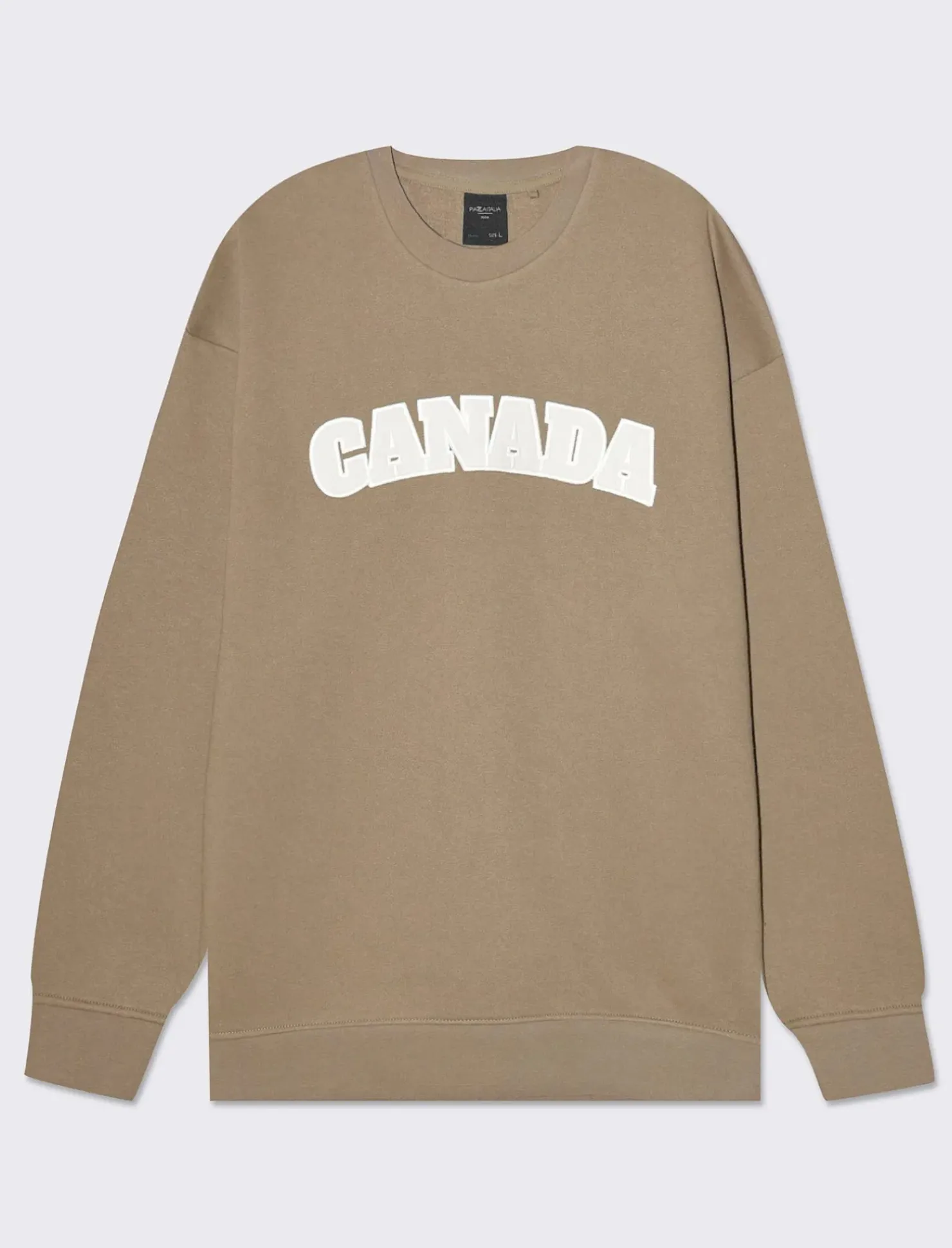 Piazza Italia Felpa girocollo in misto cotone garzato regular fit - tortora Grigio Cheap