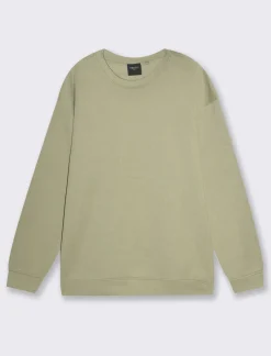 Uomo Piazza Italia Felpe<Felpa girocollo in misto cotone garzato, relaxed fit - salvia