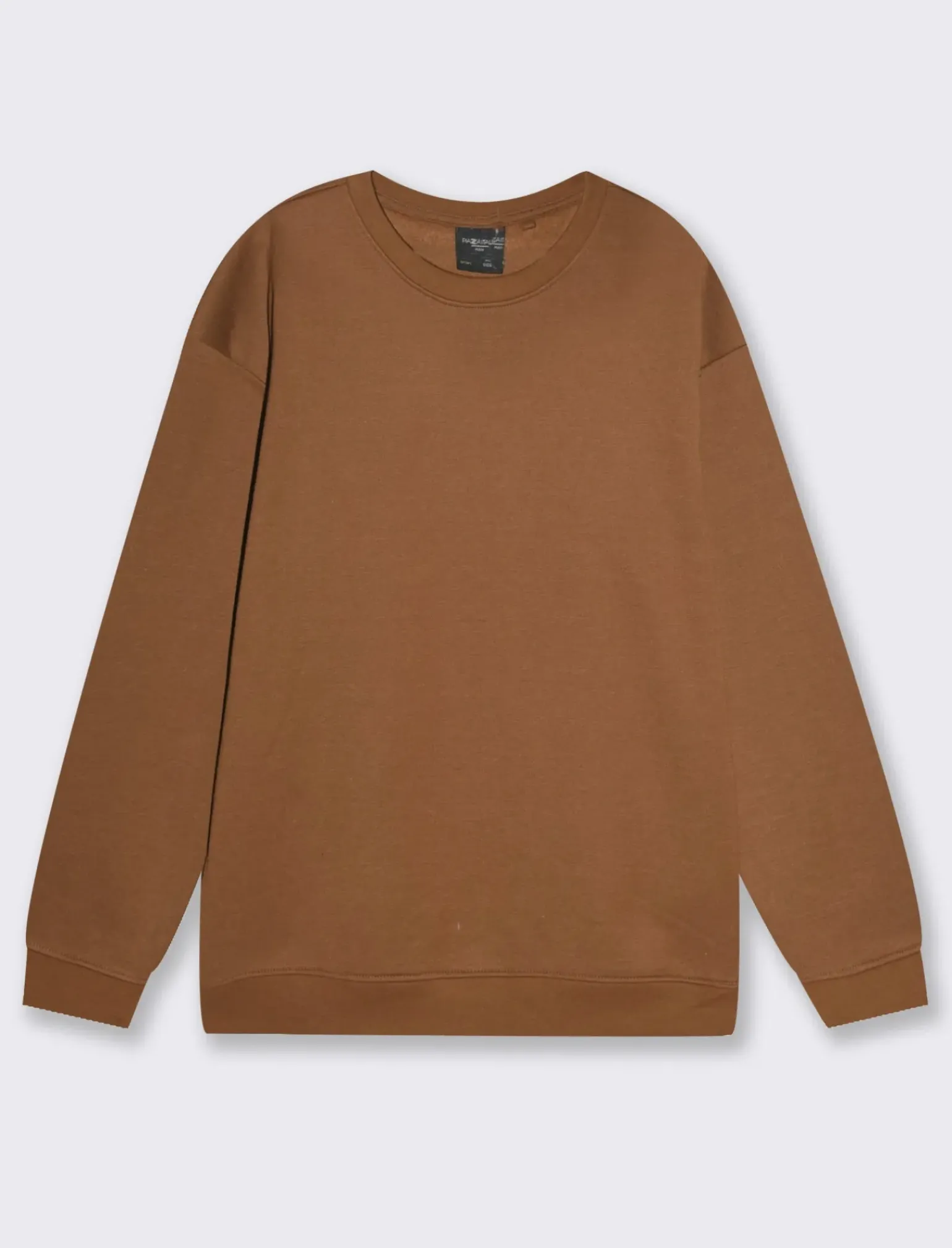 Uomo Piazza Italia Felpe<Felpa girocollo in misto cotone garzato, relaxed fit - tabacco