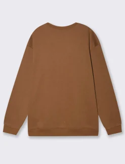 Uomo Piazza Italia Felpe<Felpa girocollo in misto cotone garzato, relaxed fit - tabacco