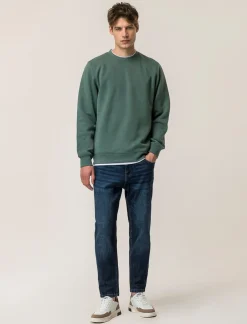 Piazza Italia Felpa girocollo in misto cotone garzato regular fit - Verde Cheap