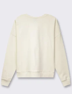 Donna Piazza Italia Donna|Felpe<Felpa girocollo in tessuto french terry di cotone con applicazioni e stampe - Avorio