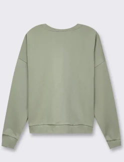 Donna Piazza Italia Donna|Felpe<Felpa girocollo in tessuto french terry di cotone con applicazioni e stampe - Verdino