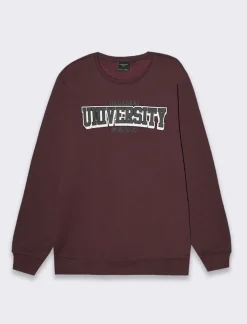 Uomo Piazza Italia Felpe<Felpa girocollo maniche lunghe regular fit in misto cotone - Bordeaux