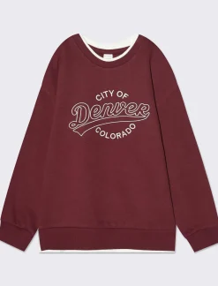 Bambino Piazza Italia Bambino|Felpe<Felpa girocollo over stile college con applicazioni - Bordeaux