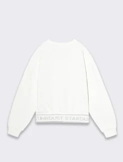 Piazza Italia Bambina|Felpe<Felpa girocollo regular fit con scritte e righe argento - sporco