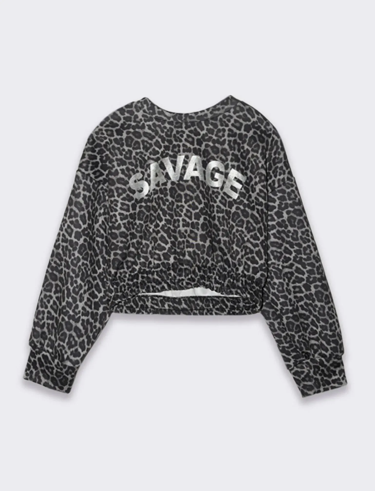 Piazza Italia Bambina|Felpe<Felpa girocolloin scuba stampato con fantasia leopardata e stampa lucida - Fantasia