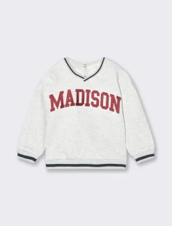 Piazza Italia Neonato|Felpe<Felpa in cotone colore melange con grande ricamo frontale - mel.