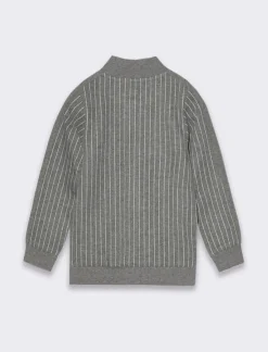 Piazza Italia Neonato|Felpe<Felpa in cotone melange, con zip frontale, foderata in jersey stampa gessata sul davanti -