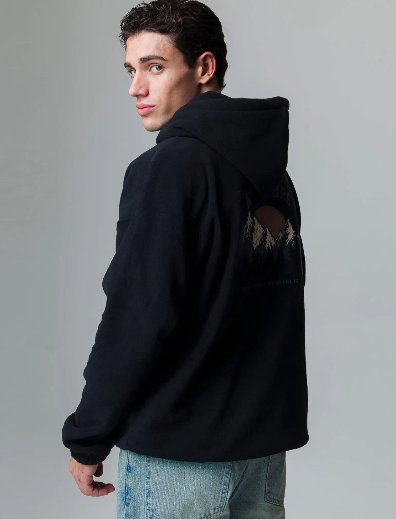 Uomo Piazza Italia Felpe<Felpa in pile con cappucio regolabile con laccio in regular fit -