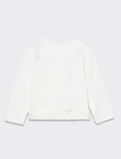 Piazza Italia Neonata<Felpa in punto milano con rouche e ricamo in lurex - panna