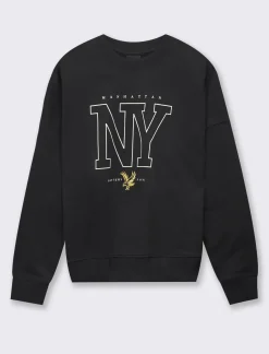 Donna Piazza Italia Donna|Felpe<Felpa leggeremnete garzata girocollo con stampa -