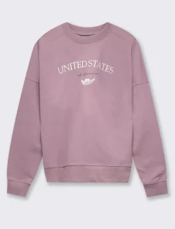 Donna Piazza Italia Donna|Felpe<Felpa leggeremnete garzata girocollo con stampa - malva