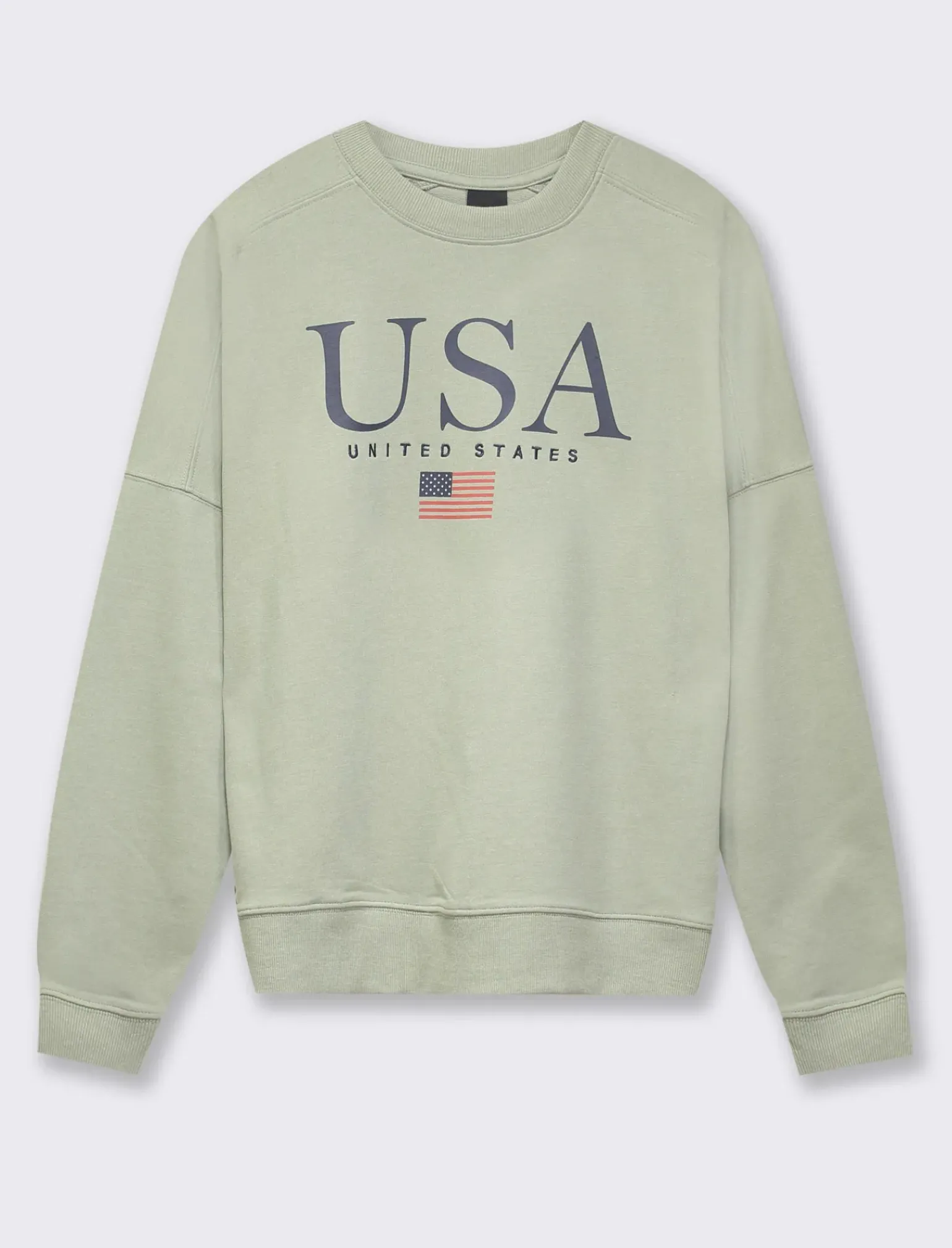 Donna Piazza Italia Donna|Felpe<Felpa leggeremnete garzata girocollo con stampa - Verdino