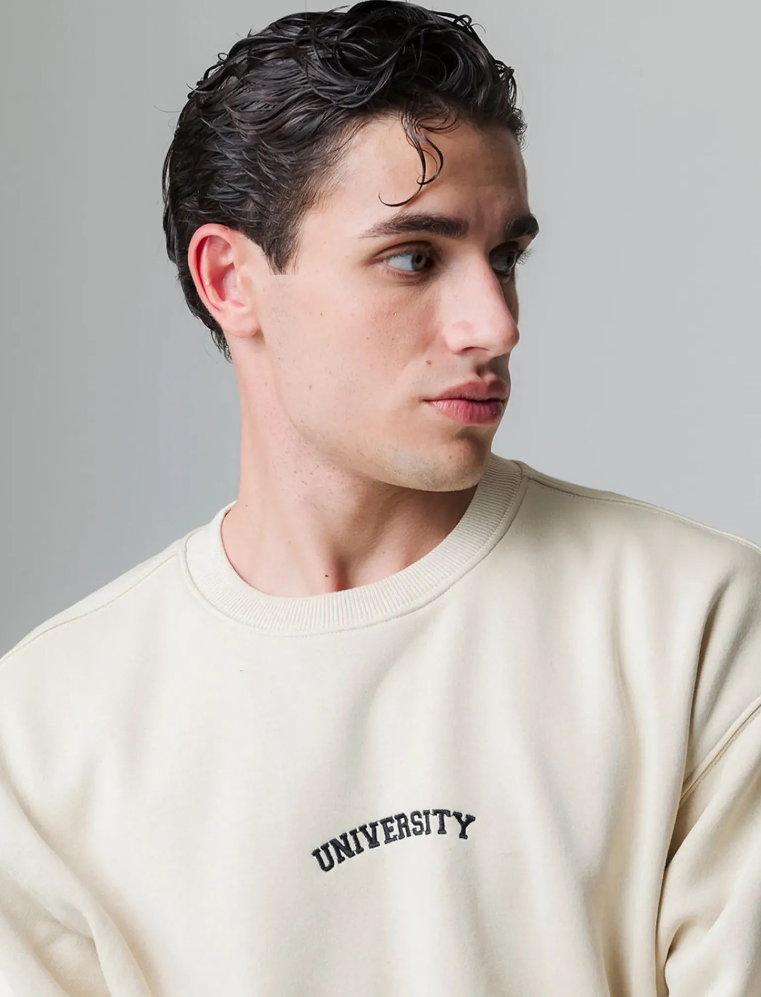 Uomo Piazza Italia Felpe<Felpa loose fit in misto cotone garzato con collo rotondo -