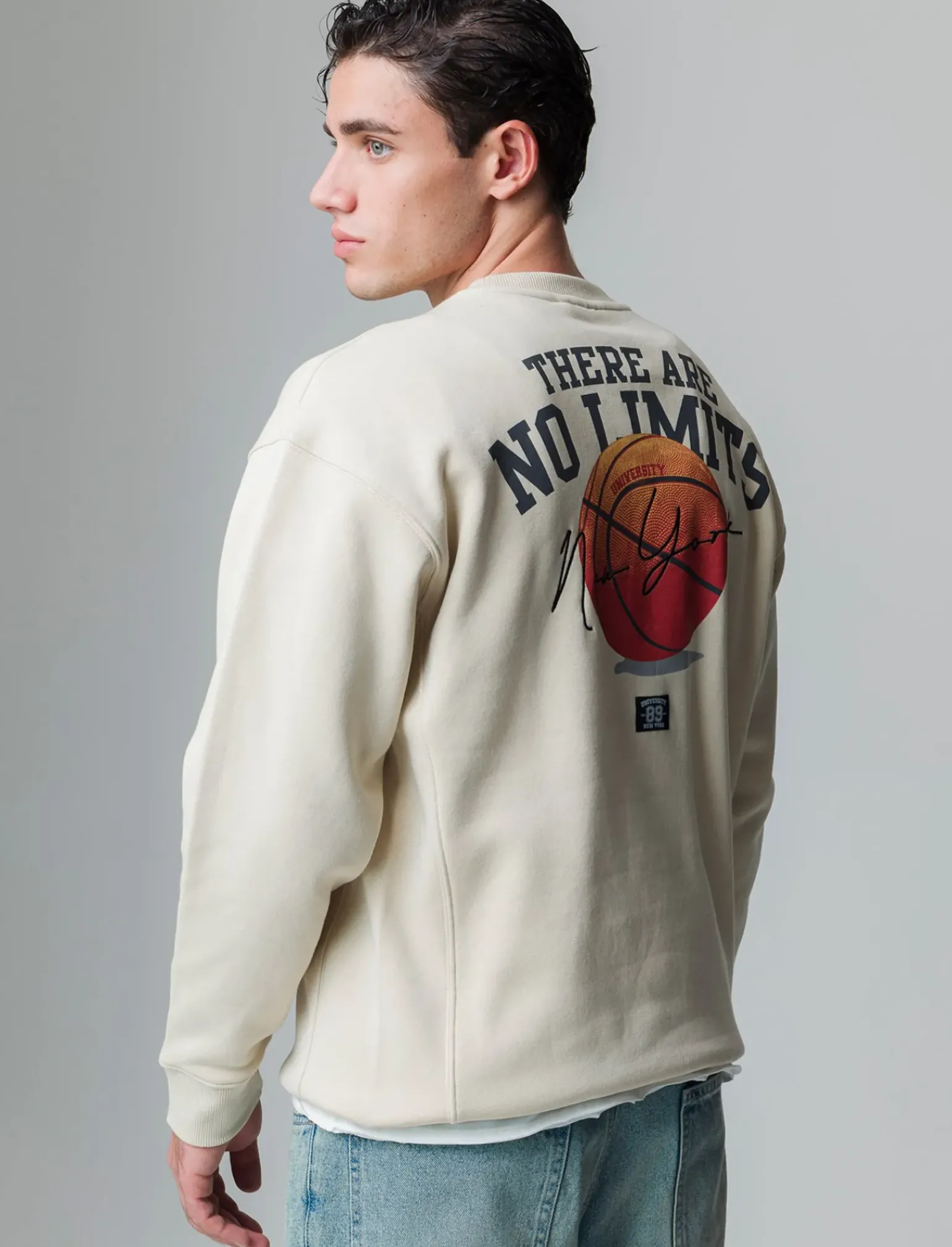 Uomo Piazza Italia Felpe<Felpa loose fit in misto cotone garzato con collo rotondo -